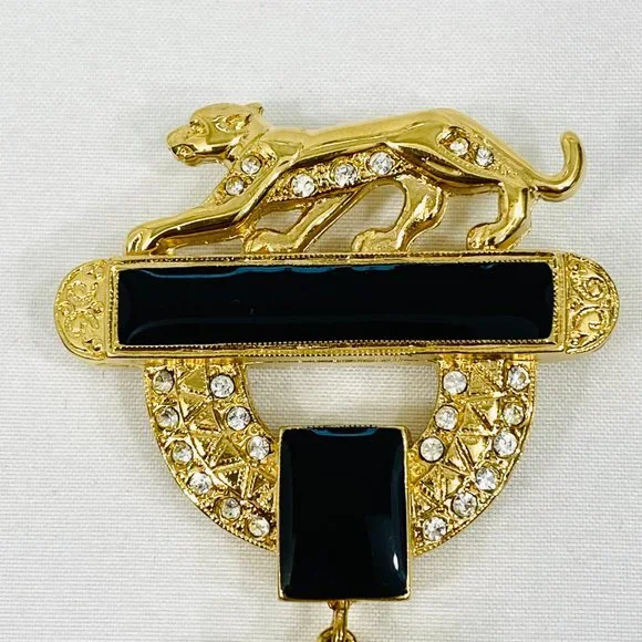 Rare Jackie Collins Panther and Crystal Brooch